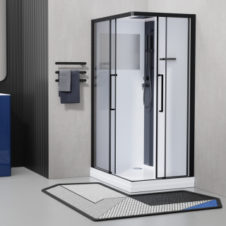 Душевая кабина ESBANO ESM-129 CKR правый профиль черный матовый стекло прозрачное