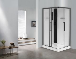 Душевая кабина ESBANO ESM-129 CKR правый профиль черный матовый стекло прозрачное