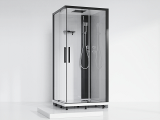 Душевая кабина ESBANO ESM-129 CKR правый профиль черный матовый стекло прозрачное