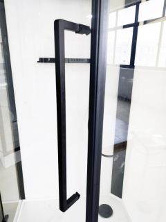 Душевая кабина Гидромассажная ESBANO ESM-QUADRO-90 левый профиль черный матовый стекло прозрачное