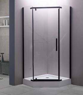 Душевой уголок ESBANO с поддоном ESR-7160B профиль черный матовый стекло прозрачное