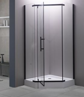 Душевой уголок ESBANO с поддоном ESR-7170B профиль черный матовый стекло прозрачное