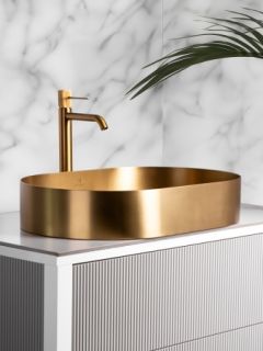 Раковина AltroBagno Eterno 001025 OrSp из нержавеющей стали золото матовое Раковина AltroBagno Eterno 001025 OrSp из нержавеющей стали золото матовое