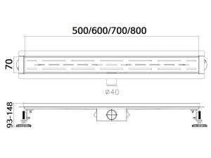 Душевой лоток Haiba HB91600-3 60см серый