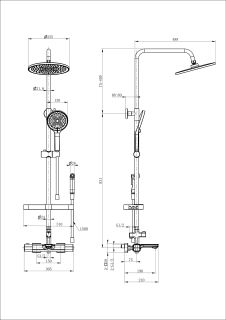 Душевая стойка Wonzon & Woghand Solid WW-C3011-A1-BGG с термостатом тёмный графит