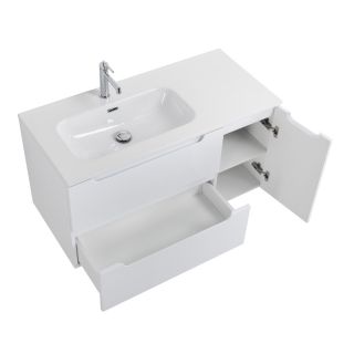 База под раковину BelBagno подвесная с двумя выкатными ящиками и одной распашной дверцей, левосторонн.Bianco Lucido,1004x462x500, ETNA-1000-2C-1A-SO-BL-L белый глянцевый