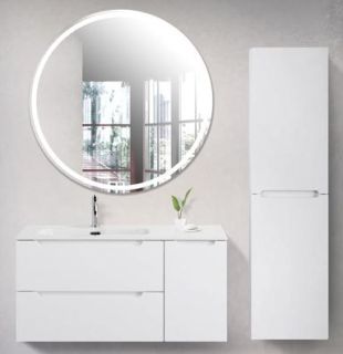 База под раковину BelBagno подвесная с двумя выкатными ящиками и одной распашной дверцей, левосторонн.Bianco Lucido,1004x462x500, ETNA-1000-2C-1A-SO-BL-L белый глянцевый