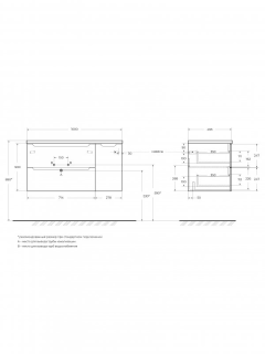 База под раковину BelBagno подвесная с двумя выкат. ящ. и одной распаш. дверцей, правосторонн., 1000x455x500, ETNA-1000-2C-1A-SO-GSO-R темно-серый матовый