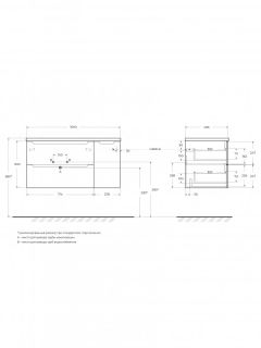 База под раковину BelBagno подвесная с двумя выкат. ящ. и одной распаш. дверцей, правосторонн., 1000x455x500, ETNA-1000-2C-1A-SO-VO-R Еловый Матовый
