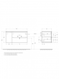 База под раковину BelBagno подвесная с двумя выкат. ящ. и одной распаш. дверцей, правосторонн., Bianco Opaco, 1200x455x500, ETNA-1200-2C-1A-SO-BO-R белый матовый