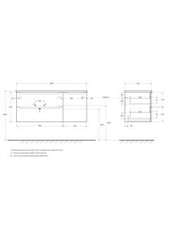База под раковину BelBagno подвесная с двумя выкат. ящ. и одной распаш. дверцей, левосторонн. 1200x455x500, ETNA-1200-2C-1A-SO-VO-R еловый матовый