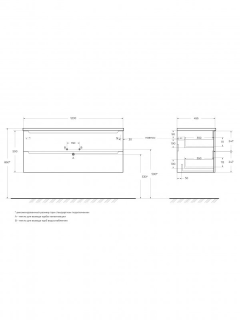 База под раковину BelBagno подвесная с двумя выкатными ящиками, с доводчиками, 1200x455x500, ETNA-1200-2C-SO-AO голубой матовый