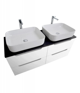 База под раковину BelBagno подвесная с четырьмя выкатными ящиками для раковины с двумя чашами, Bianco Opaco 1200x455x500, ETNA-1200-4C-SO-2-BO белый матовый