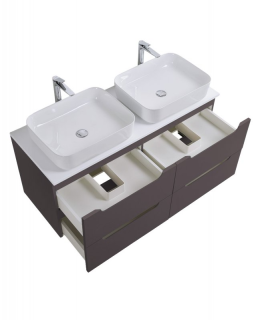 База под раковину BelBagno подвесная с четырьмя выкатными ящиками для раковины с двумя чашами, 1200x455x500, ETNA-1200-4C-SO-2-GSO темно-серый матовый