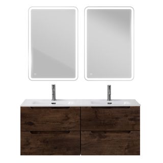 База под раковину BelBagno подвесная с четырьмя выкатными ящиками для раковины с двумя чашами, Rovere Moro, 1202x462x500, ETNA-1200-4C-SO-2-RW дуб темный