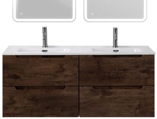 База под раковину BelBagno подвесная с четырьмя выкатными ящиками для раковины с двумя чашами, Rovere Moro, 1202x462x500, ETNA-1200-4C-SO-2-RW дуб темный