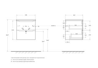 База под раковину BelBagno подвесная с двумя выкатными ящиками, с доводчиками, Bianco Opaco, 500x460x500, ETNA-500-2C-SO-BO белый матовый