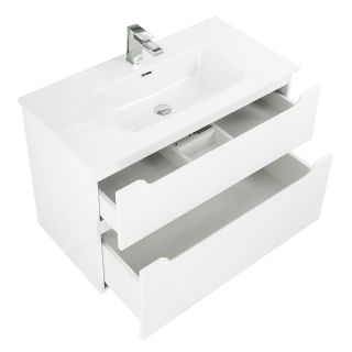 База под раковину BelBagno подвесная с двумя выкатными ящиками, с доводчиками, Bianco Lucido, 1000x455x600, ETNA-H60-1000-2C-SO-BL-P белый глянцевый