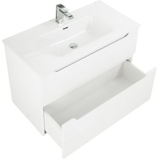 База под раковину BelBagno подвесная с двумя выкатными ящиками, с доводчиками, Bianco Lucido, 800x455x600, ETNA-H60-800-2C-SO-BL-P белый глянцевый