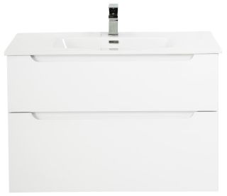 База под раковину BelBagno подвесная с двумя выкатными ящиками, с доводчиками, Bianco Lucido, 900x455x600, ETNA-H60-900-2C-SO-BL-P белый глянцевый