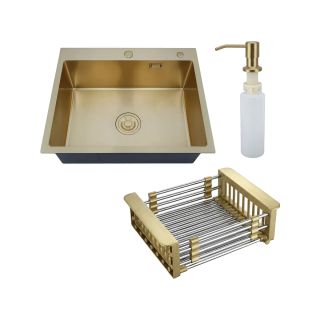 Мойка для кухни с корзиной и дозатором РМС MR-6050G золото
