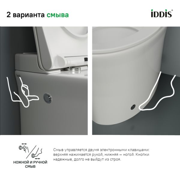 Приставной унитаз IDDIS Pulse PULIDSEi26 с функцией импульсного смыва белый