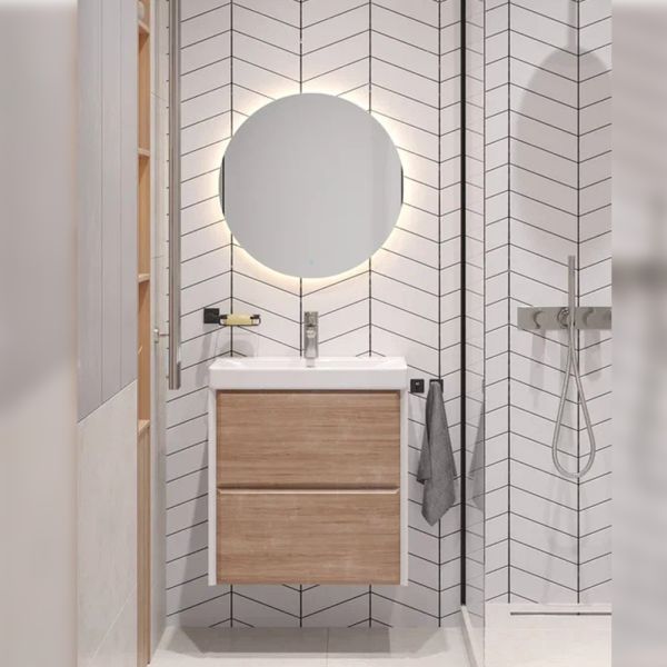 Тумба под раковину подвесная Velvex Gesso tp.GES.9696.60.2Y белый матовый/дуб сонома, 60 см