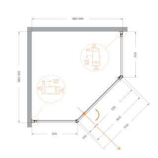 Душевой уголок Cezares Эко (Eco) ECO-O-P-1-100-P-Cr 100x100 см профиль хром стекло рифлёное