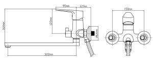 Смеситель для ванны с душем BOOU B8282-45F хром
