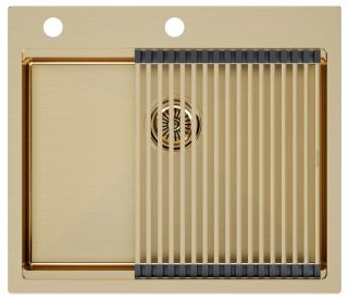 Комплект Paulmark: мойка Brim-Pro 60 и ролл-мат Pro PM705951-BG+R405-BG брашированное золото Комплект Paulmark: мойка Brim-Pro 60 и ролл-мат Pro PM705951-BG+R405-BG брашированное золото