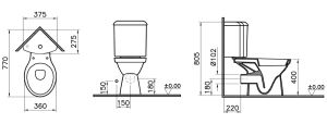 Напольный унитаз Norm Wenkel 9854B099-7200  крышка термопласт с микролифтом