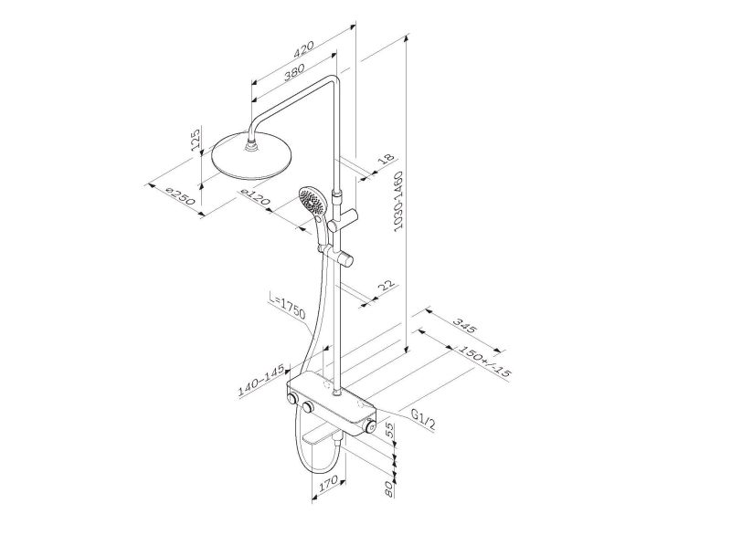 Душевая стойка Am.pm INSPIRE 2.0 F0750A500 с термостатом Душевая стойка Am.pm INSPIRE 2.0 F0750A500 с термостатом