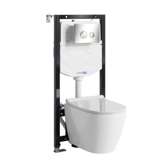 Система инсталляции с унитазом WasserKRAFT Vils 56TLT.010.ME.BN01.H002 кнопка смыва никель