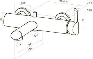 Am.pm Awe F1510000 смеситель для ванны