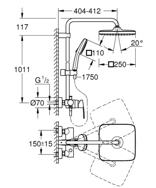 Душевая система Grohe Tempesta System 26692001 хром