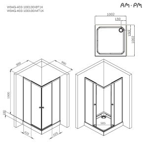 Душевой уголок Am.Pm X-joy W94G-403-100100-BТ1К 100x100 см без поддона чёрный матовый