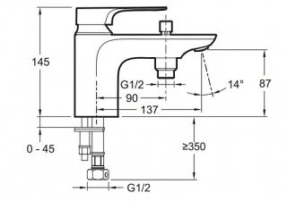 Смеситель для ванны Jacob Delafon  Aleo+ E72321-CP