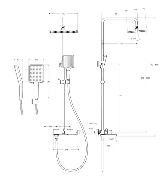 Комплект смесителей для ванной комнаты BelBagno ARDENTE-VSCM/LVM-CRM хром