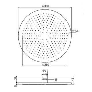 Верхний душ Carlo Frattini Spillo Steel F2948/2INOX 30 см хром