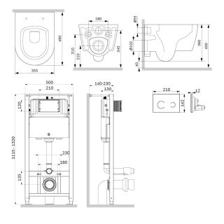Инсталляция Am.Pm IS450B38.8F1900 с подвесным унитазом Aquaspin и чёрной клавишей смыва Touchless