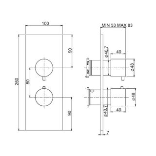 Термостатический смеситель для ванны Carlo Frattini Spillo Steel F3079X7INOX нержавеющая сталь