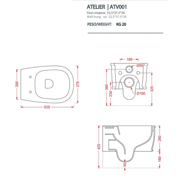 Унитаз Artceram Atelier ATV001 44 00 verde salvia с пультом управления
