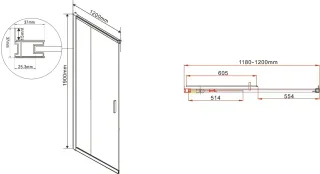 Душевая дверь Vincea VHC-1G120CLG 120 см профиль брашированное золото стекло прозрачное