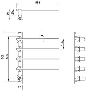 Полотенцесушитель электрический встраиваемый Wonzon & Woghand Dortmund WW-A364-GM 58x70 см с внутренней частью тёмный графит