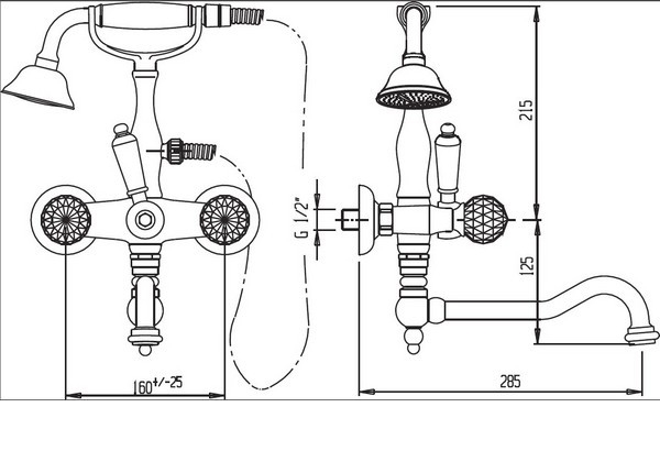 Смеситель с поворотным изливом на борт ванны однорычажный, золото Cezares MARGOT-PBV2-03/24-Bi