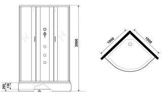Душевая кабина Niagara NG-3302-14BKG с гидромассажем 100x100см серебро/матовое