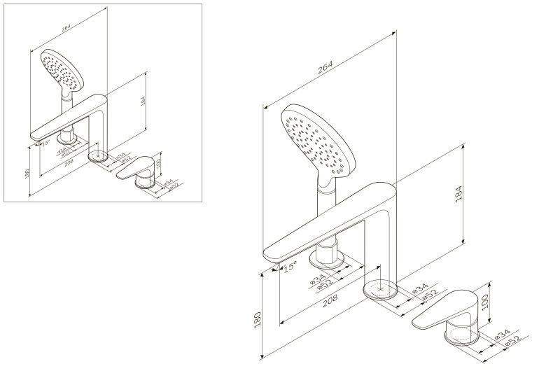 Смеситель Am.pm Inspire F5001300 на борт ванны