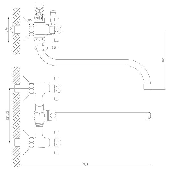 Смеситель для ванны Decoroom с ручным душем хром/белый DR46045-White