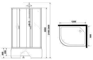 Душевая кабина Niagara NG-2510-14RBKT 120x80см серебро/тонированное