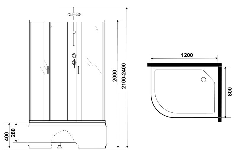 Душевая кабина Niagara NG-2510-14RBKT 120x80см серебро/тонированное